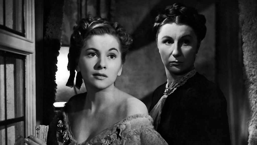De Hitchcock-verfilming van Du Mauriers boek Rebecca, uit 1940. Joan Fontaine speelt de jaloerse echtgenote.