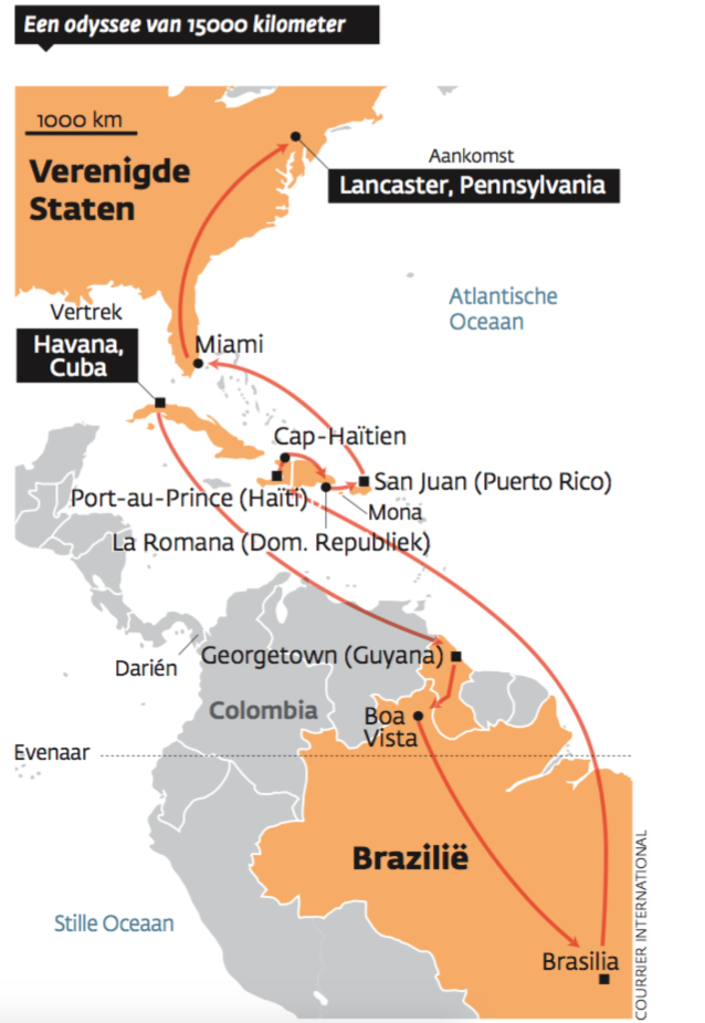 De reis van Regla, German en hun kinderen. – © Courrier International