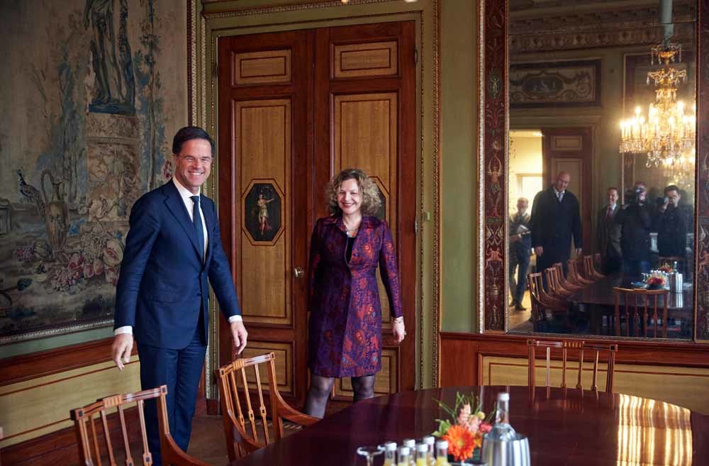 Den Haag, 20 maart 2017 – VVD-leider Mark Rutte op gesprek bij verkenner Edith Schippers in de Stadhouderskamer. – © Phil Nijhuis / HH