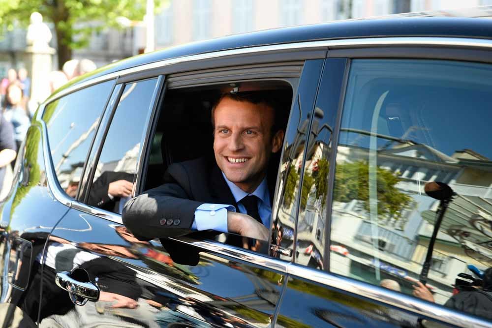 Macron in Bagneres-de-Bigorre, in Zuidwest- Frankrijk, op 12 april. – © Eric Feferberg / HH