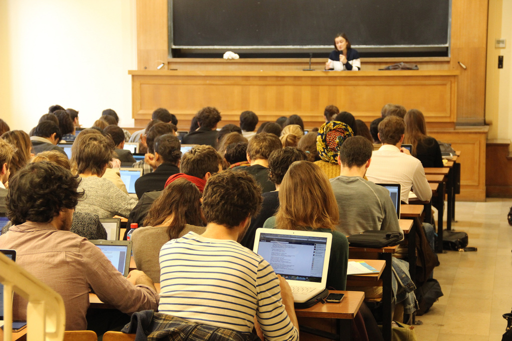 College aan de Sorbonne. 