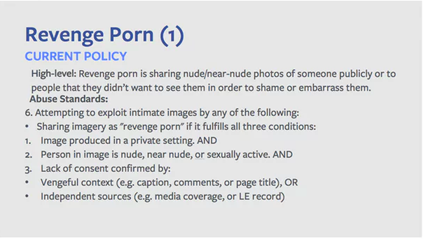 Een van de foto’s die The Guardian in 2017 publiceerde over Facebooks criteria.