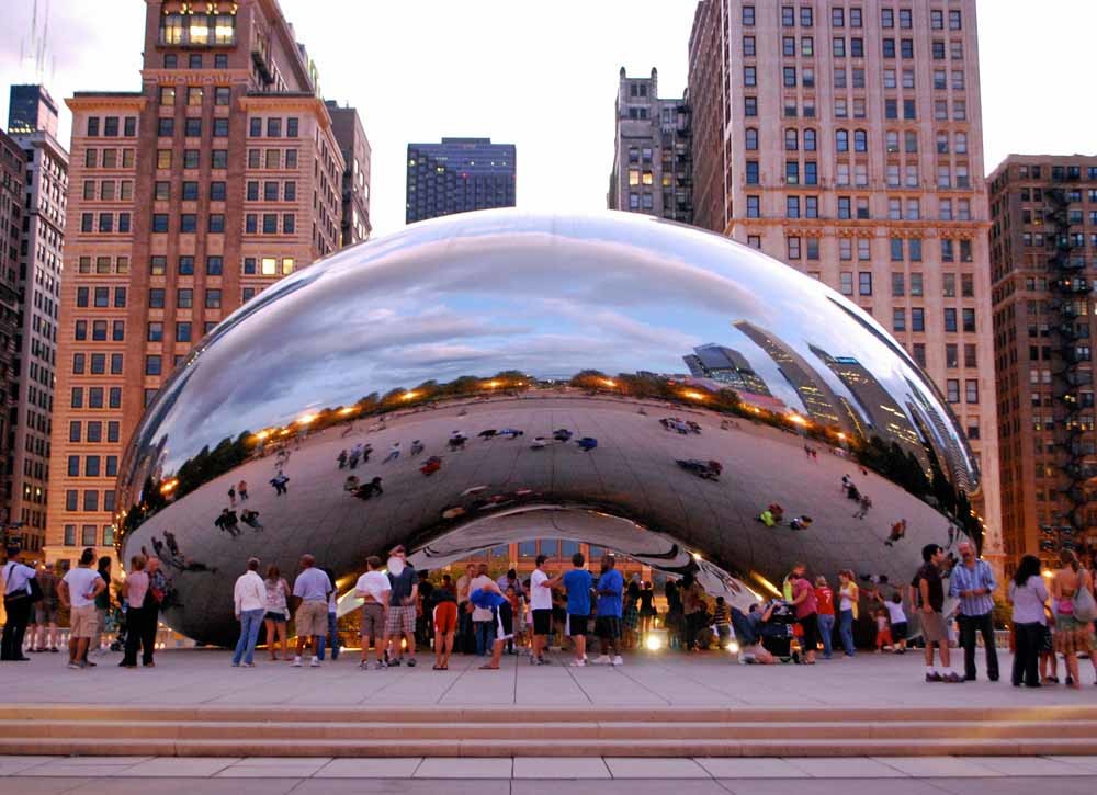 cloud gate at sunset