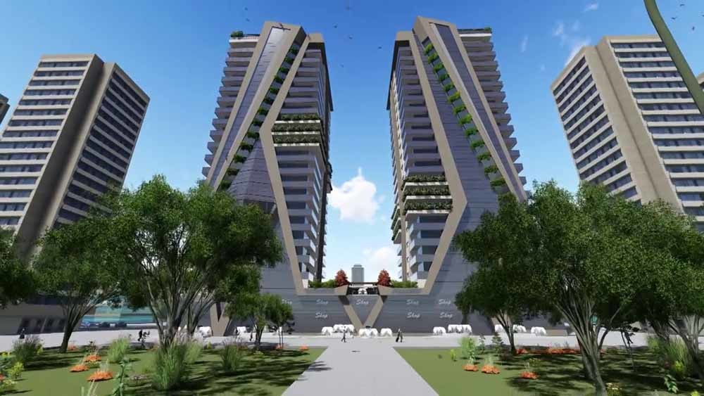 Schets voor Marota City, de luxewijk in Damascus die de regering wil bouwen.
