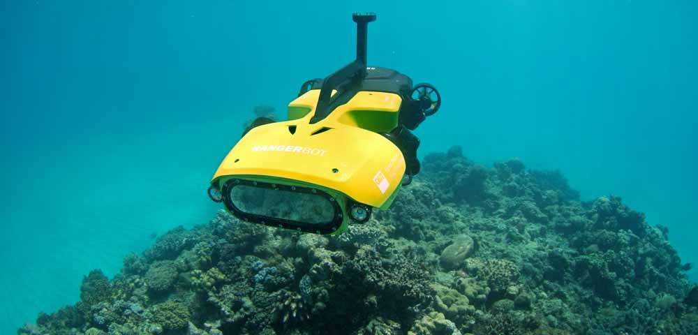 De RangerBot op doornenkroonjacht. – © QUT.  Onder: 