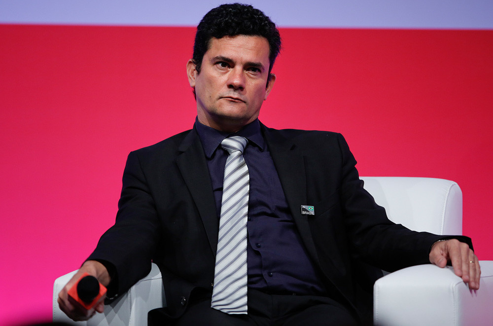 Sérgio Moro tijdens een economisch forum in São Paulo in augustus. – © Andre Penner / AP 