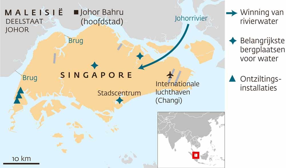 Zoetwatervoorziening in Singapore. © lepetitjournal.com, Free Vector Maps.com