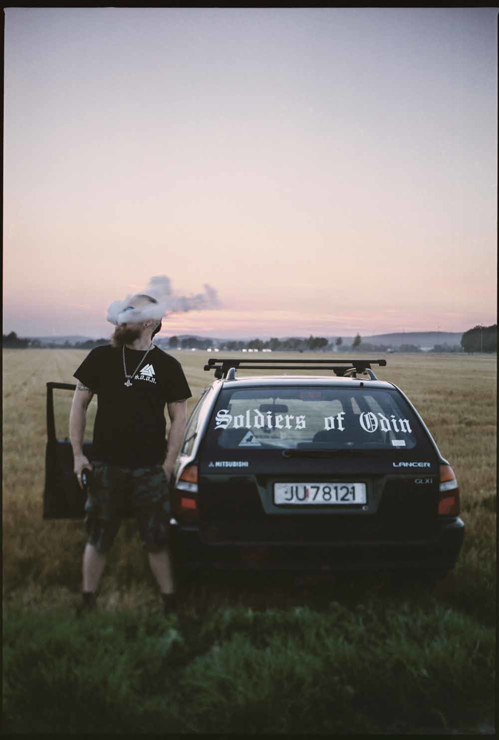 Steffen Larsen, de leider van de anti-immigrantengroep ‘Soldaten van Odin’. (Tonsberg, Noorwegen)