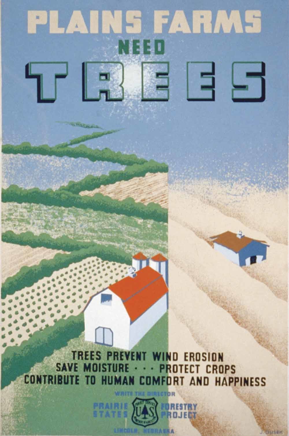 Affiches die de aanplant van nieuwe bomen moesten bevorderen, door Joseph Dusek in 1940. – © Courtesy Library of Congress.