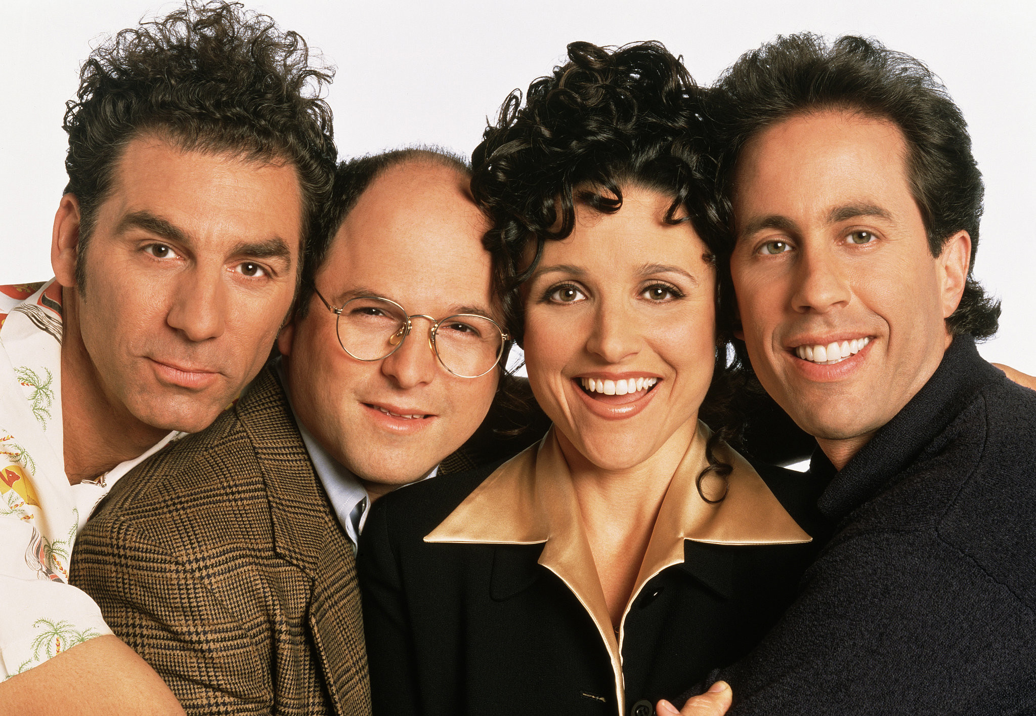 Kramer (Michael Richards), George (Jason Alexander), Elaine (Julia Louis-Dreyfus) en Jerry (Jerry Seinfeld). 