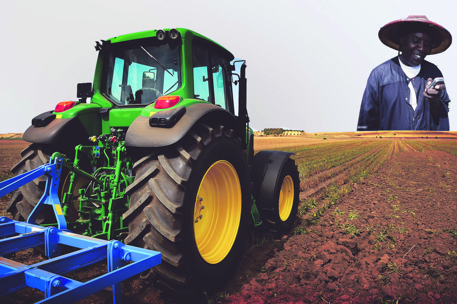 Nieuwe initiatieven ontstaan, zoals Trotro Tractor, een app waarmee deeltractors kunnen worden gehuurd door boeren die hun akker voorheen met de hand ploegden – © trotrotractor
