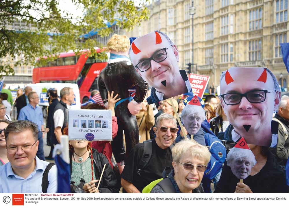 Antibrexitdemonstranten protesteren tegenover Westminster Palace. – © Guilhem Baker / LNP / REX