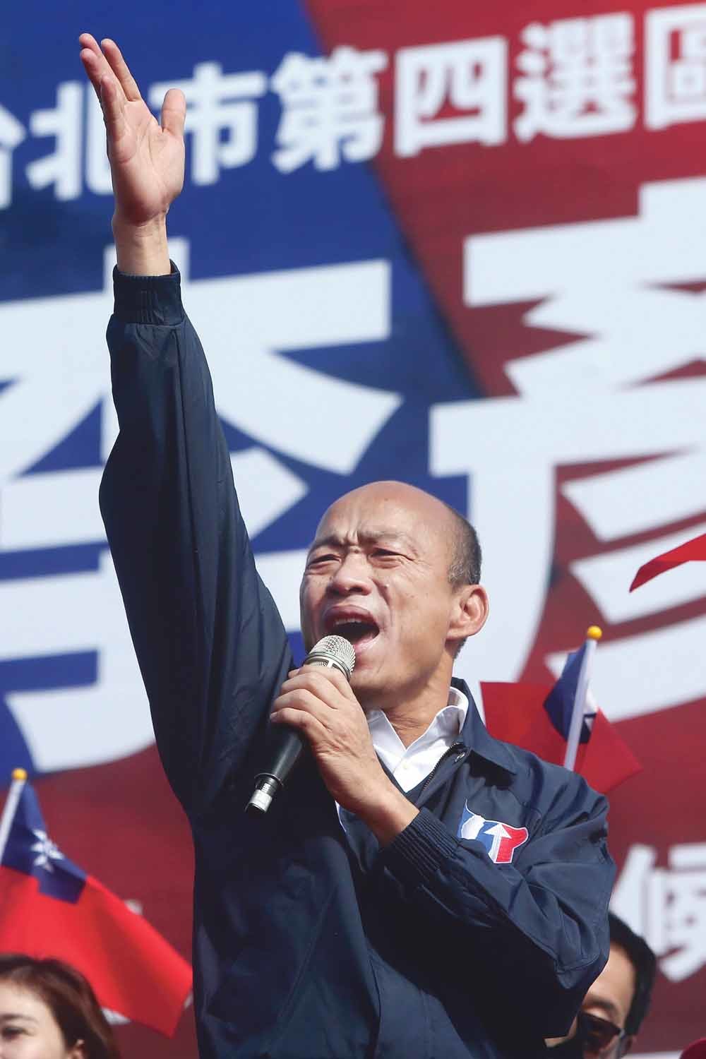 Op het vasteland van China wonen ongeveer een miljoen Taiwanese, die op het Beijing-vriendelijke KMT van Han Kuo-yu (op de foto). Maar steeds meer van hen lijken nu naar de ‘groene’ opponent over te stappen. © Chiang Ying-ying / Hollandse Hoogte / AP