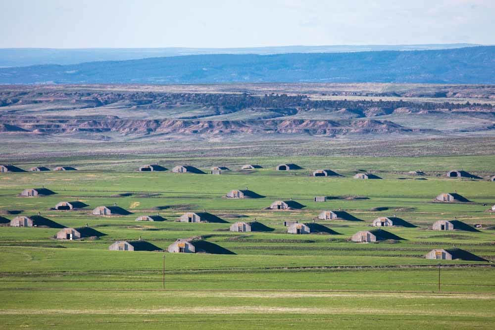 Edgemont in de Amerikaanse staat South Dakota worden nu door ontwikkelaar Robert Vicino van het bedrijf Vivos (‘levenden’) als gemeenschappelijke shelters gebruikt. De 575 bunkers kunnen 5000 mensen herbergen. © Jim Lo Scalzo / EPA / HH