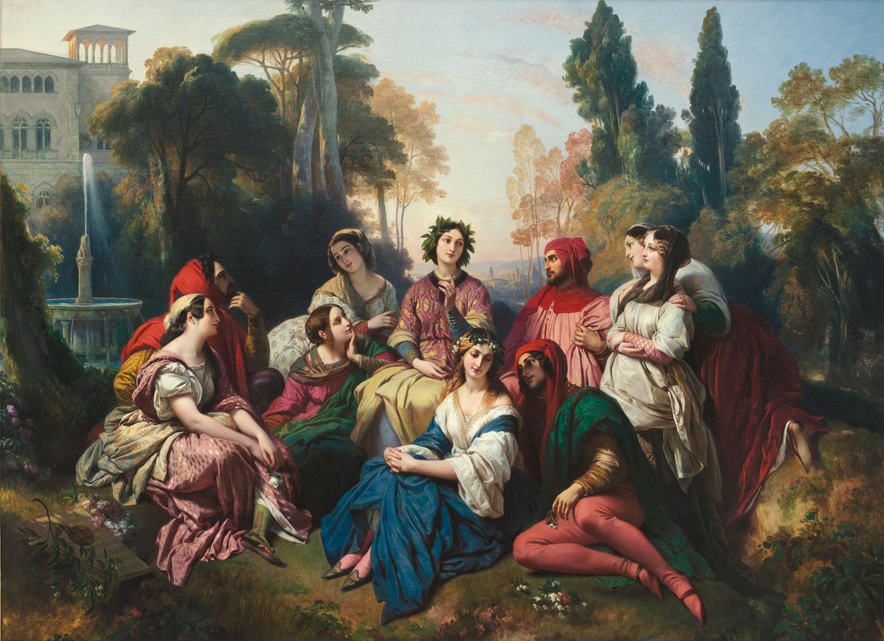 The Decameron, 1837. Door Franz Xavier Winterhalter (1805-1873).