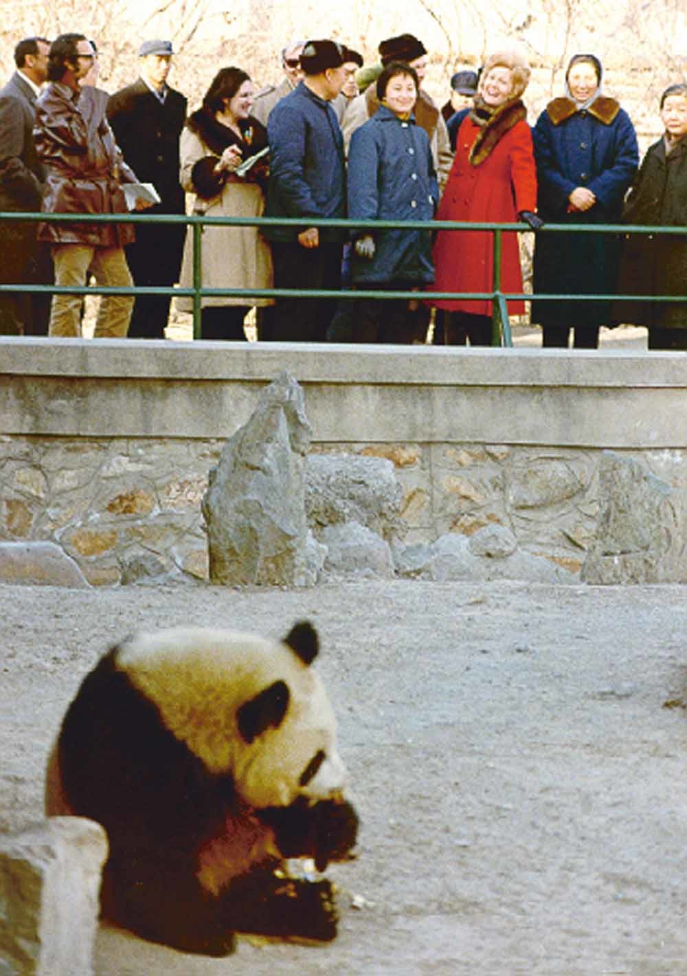 In 1972 bracht Pat Nixon, de toenmalige first lady van de Verenigde Staten, een bezoek aan het pandaverblijf in de dierentuin van Beijing.