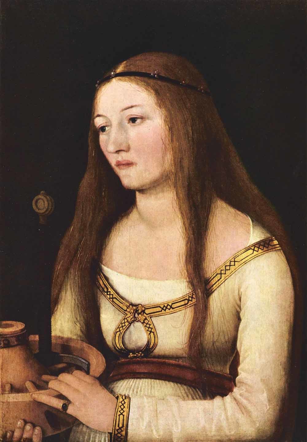 De heilige Catharina van Hans Holbein de Oude komt uit 1509-1510. Het model is waarschijnlijk de dochter van een in 1478 geëxecuteerde wethouder. – © MDR / Stiftung Schloss Friedenstein