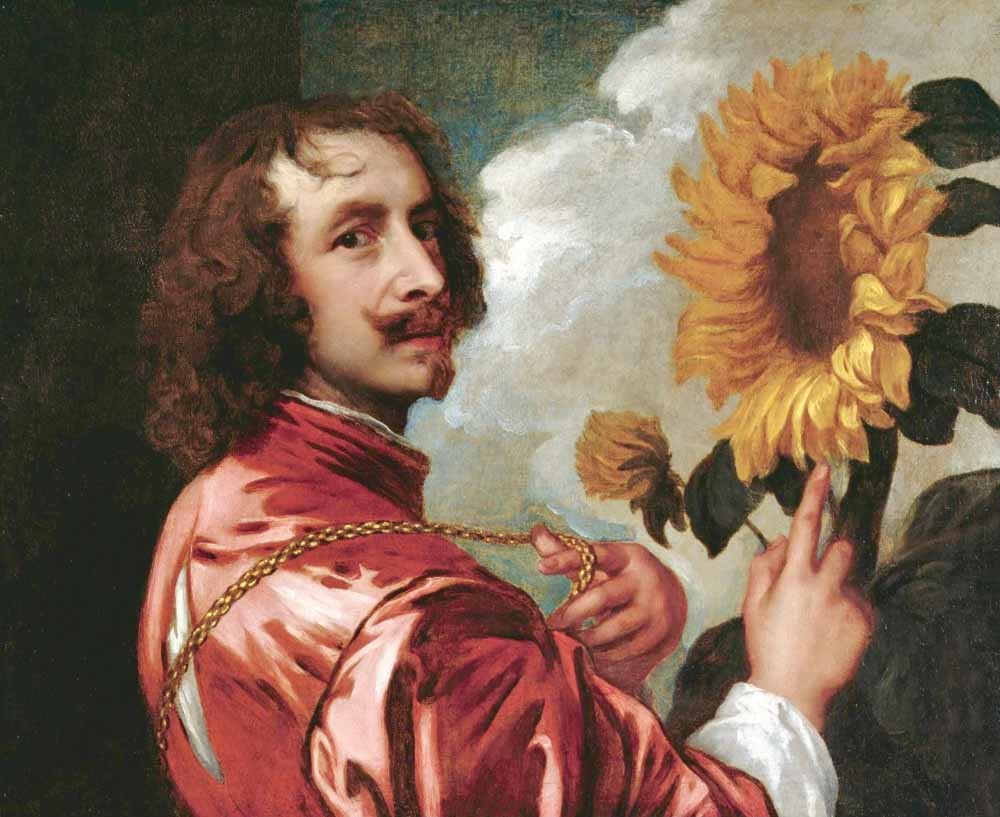 Anthony van Dyck, Zelfportret met zonnebloem. Het werk is een kopie van het zelfportret dat tussen 1632 en 1633 is gemaakt. Het origineel bevindt zich in de privécollectie van de hertog van Westminster. © MDR / Stiftung Schloss Friedenstein