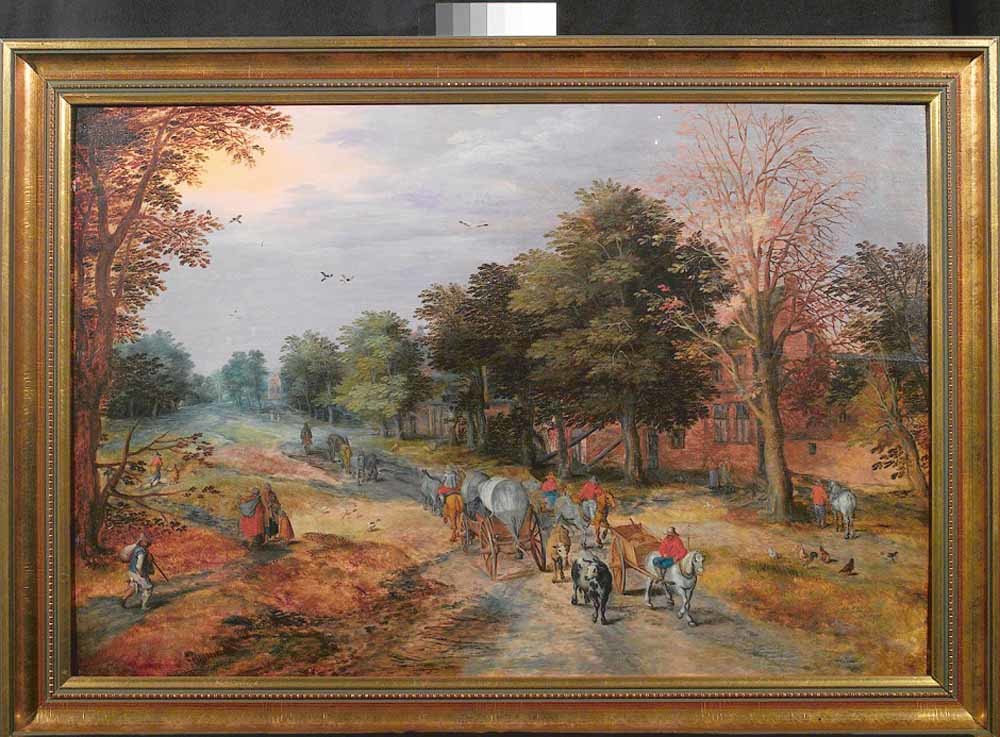 Jan Brueghel de Oude, Landweg met boerenwagens en vee.  Ook dit werk kwam naar Slot Friedenstein onder hertog Ernst II. - © MDR / Stiftung Schloss Friedenstein