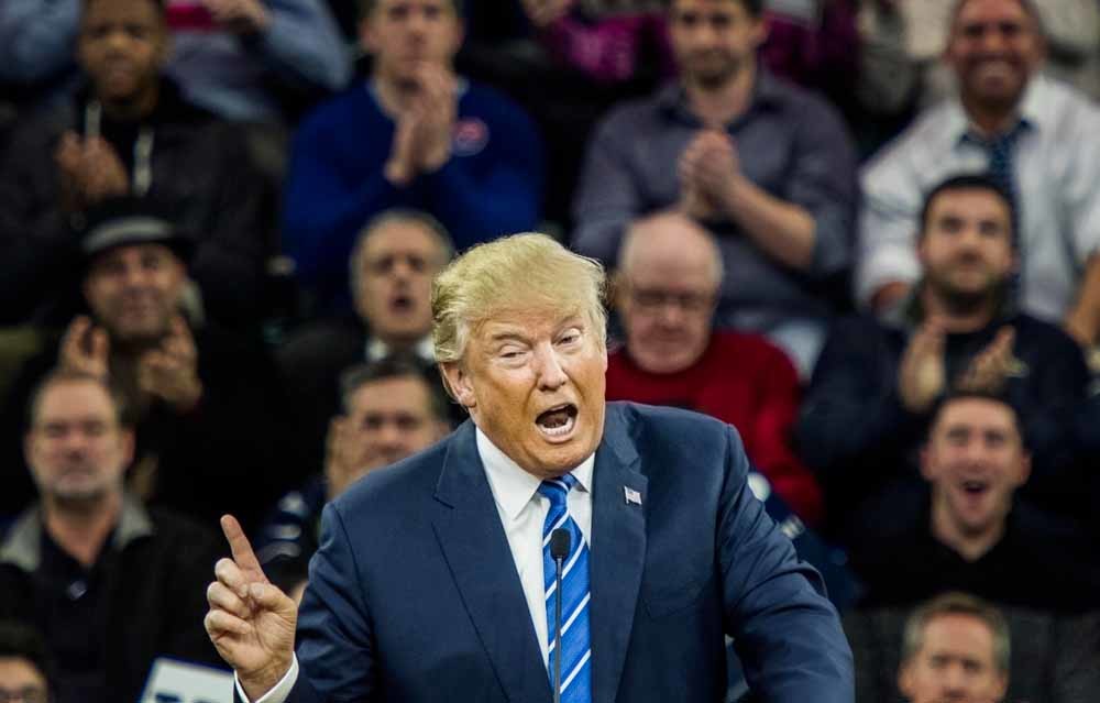 ‘Hij is onberekenbaar, inconsequent en principeloos.’ The Donald in Lowell, Massachusetts. © Melina Mara / The Washington Post /  Getty Images
