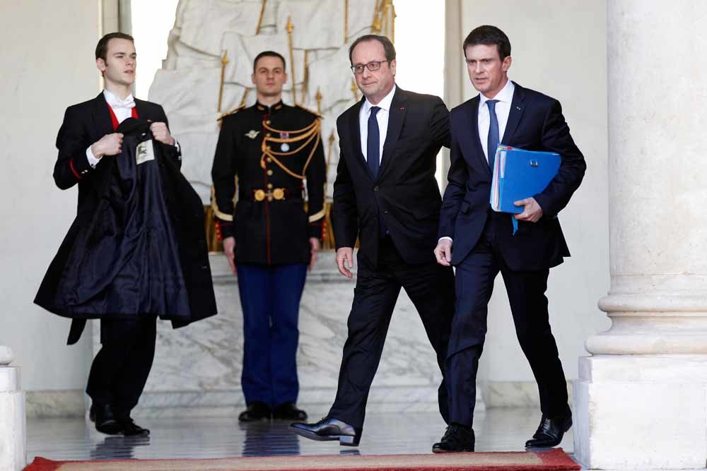President François Hollande en premier Manuel Valls in het Elysée. © Chesnot / Getty 