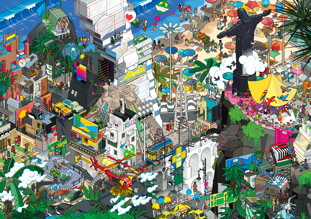 Ook het Braziliaanse Rio kreeg een pixelbehandeling.