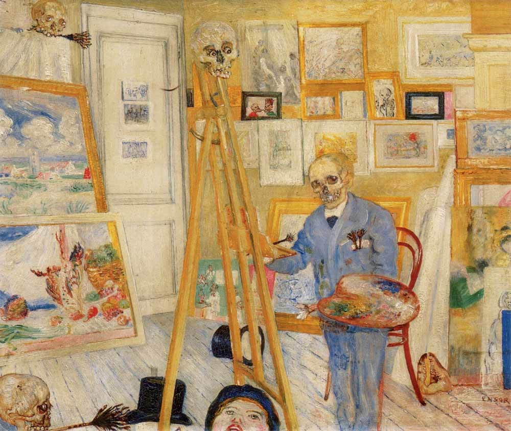 James Ensor, Het schilderend geraamte, 1896.