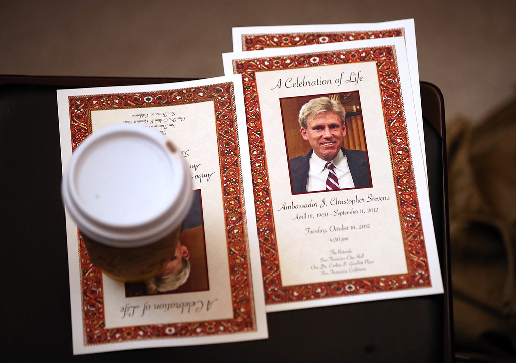 Herdenkingsdienst voor de Amerikaanse ambassadeur Christopher Stevens, die werd vermoord in Libië.